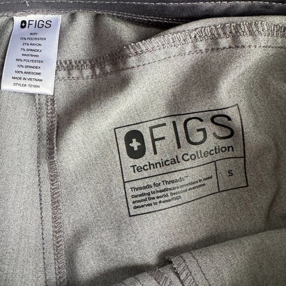 FIGS Technical Collection scrub set gray short sleeve top and pants Sz S - Picture 8 of 8